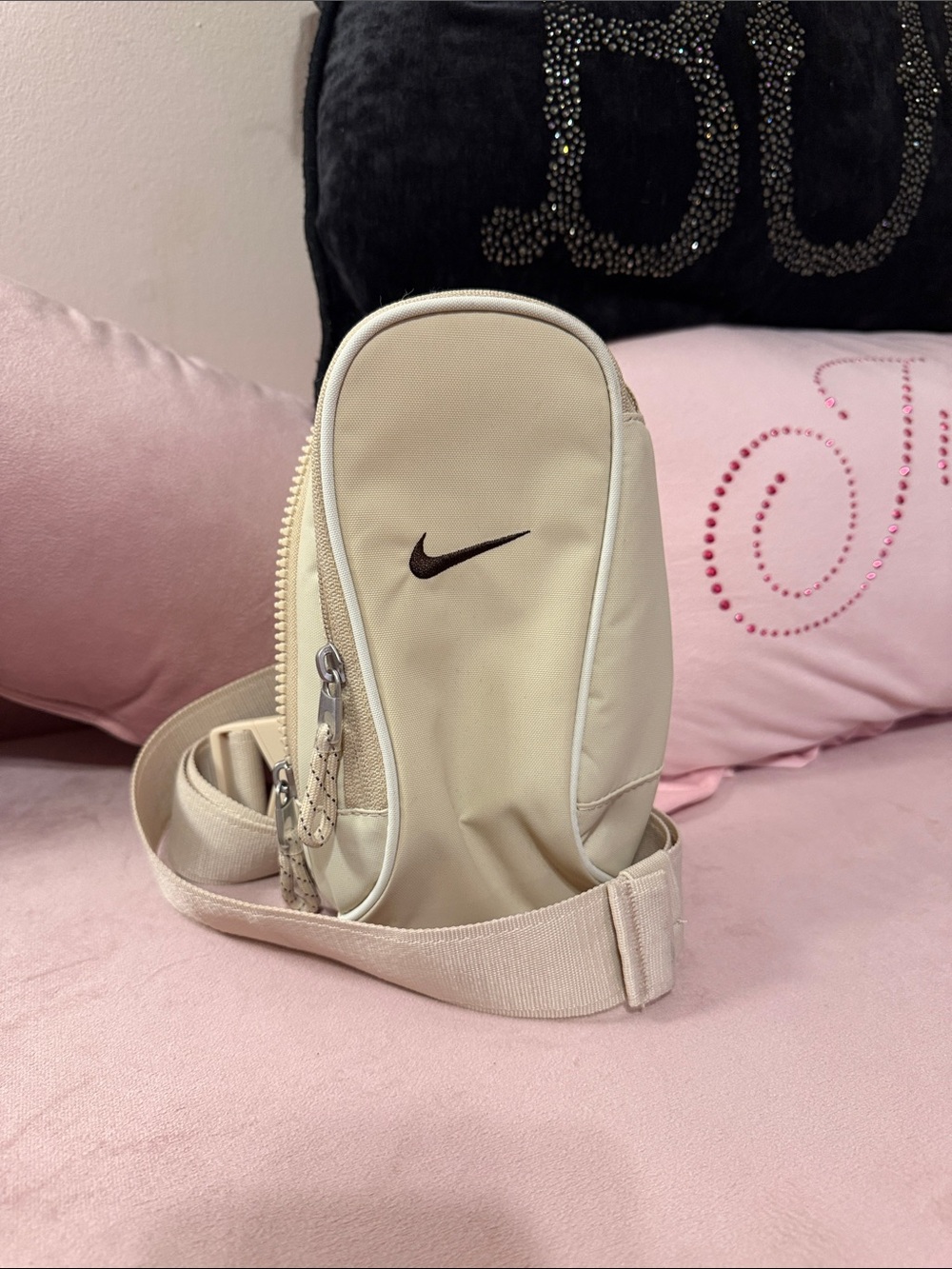 Nike Beige/Cream Crossbody Bag with Swoosh Accent